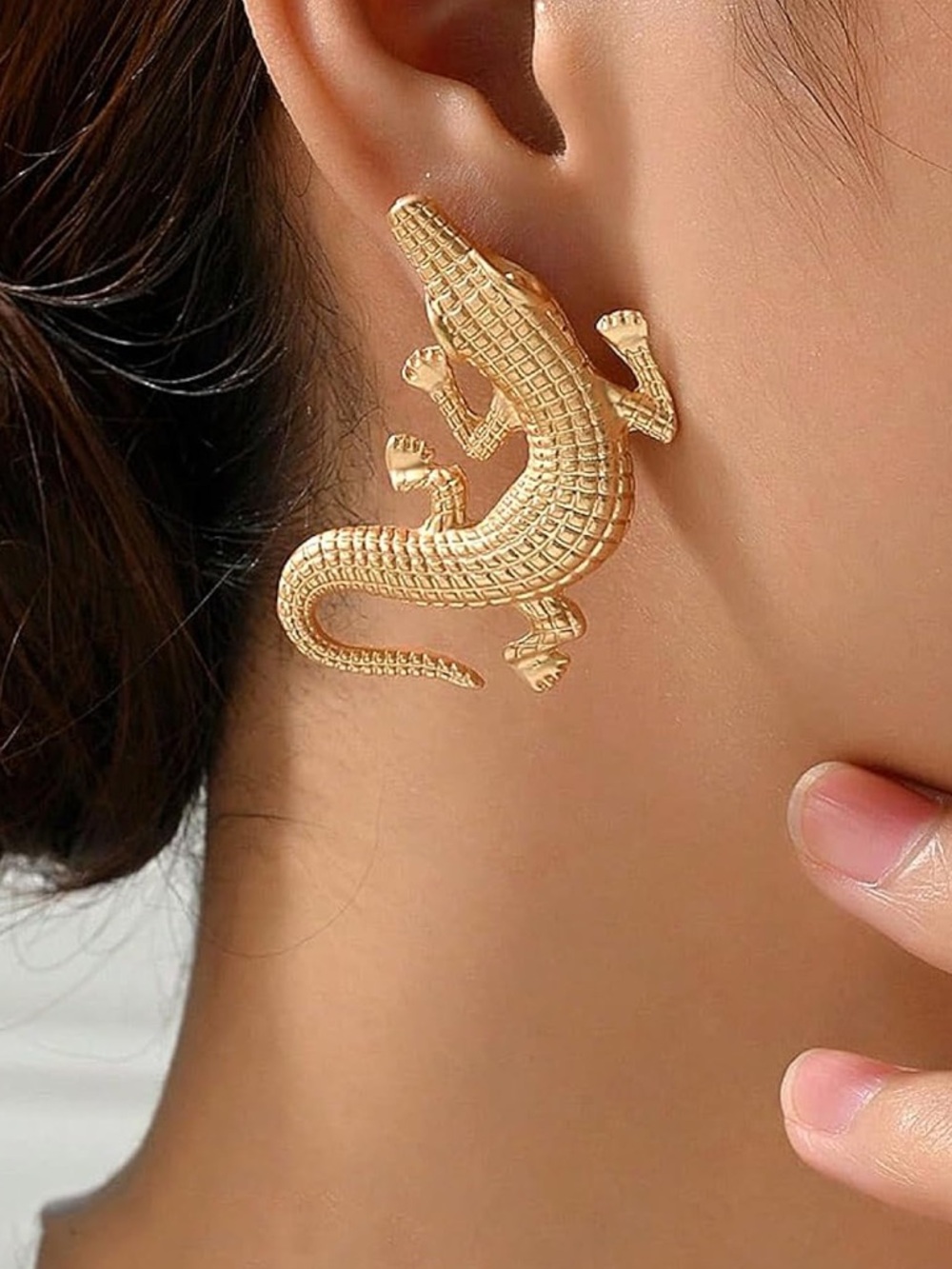 Anthropologie Gold Lizard Motif Earrings - Women Jewelry